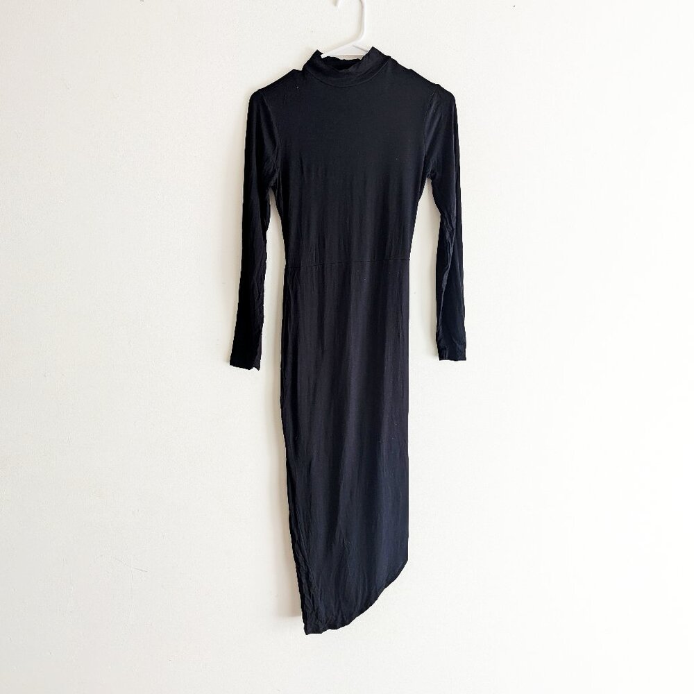 Long Sleeve Dress with Asymmetrical Open Back and Hem